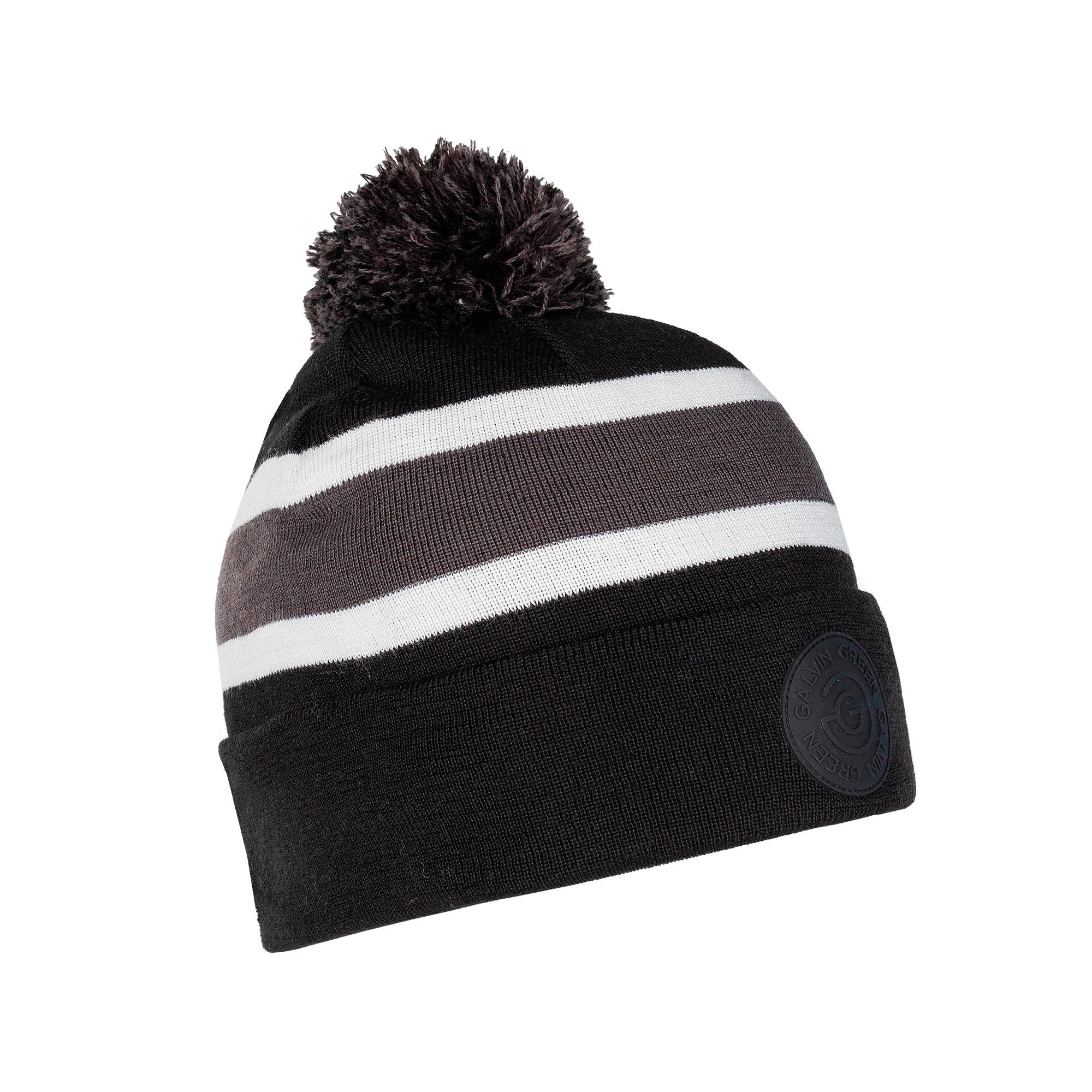 Galvin Green Leighton Interface-1 Beanie Bobble Hat Black/Forged Iron/White